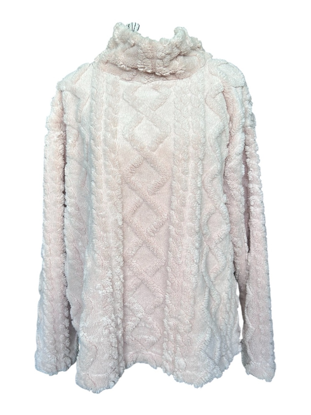 Eddie Bauer Soft Pink Cable Knit Style Fleece feel Sweatshirt size L
